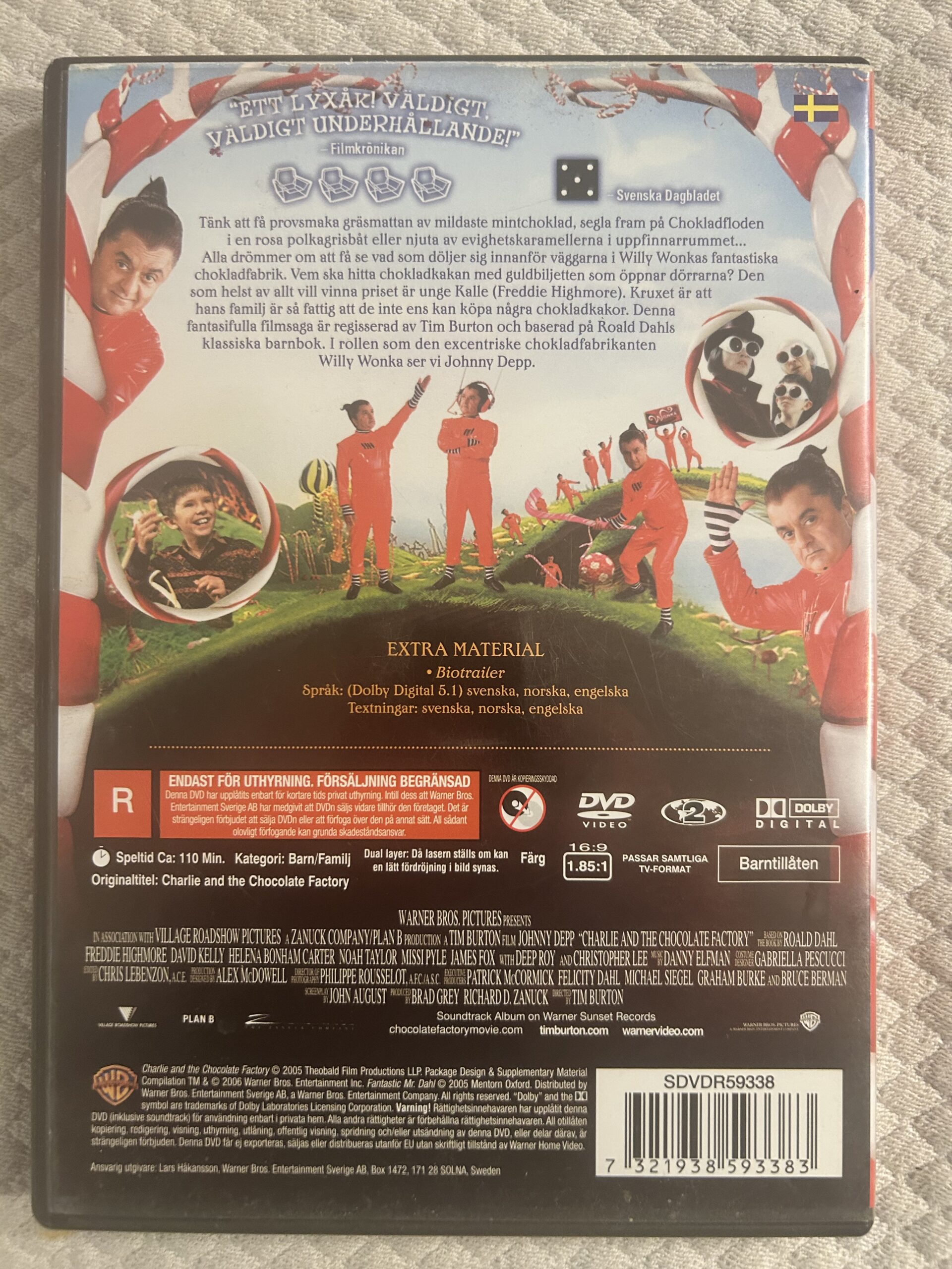 Kalle och chokladfabriken – Familj / Fantasy / Äventyr – DVD – 2005 – Region 2 (PAL) - Bild 2