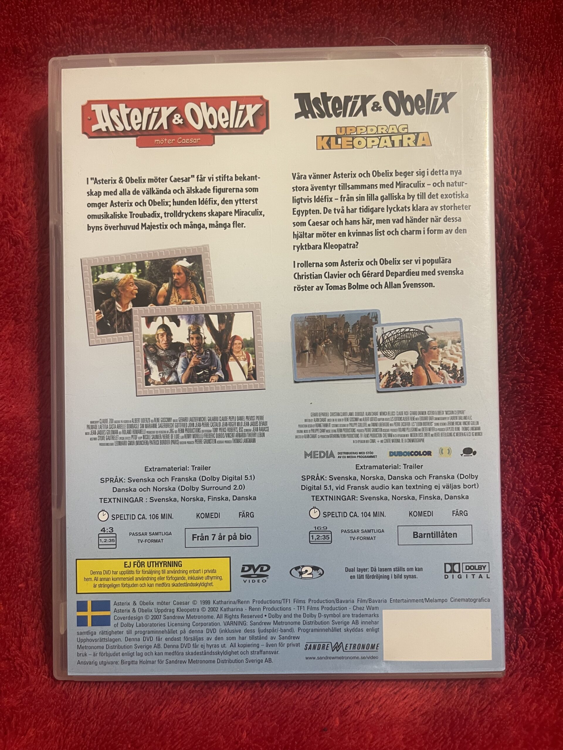 Asterix & Obelix – Uppdrag Kleopatra / Möter Caesar – Komedi / Äventyr / Familj (1999–2002) DVD Region 2 – 2 Disc – Svenskt tal - Bild 2