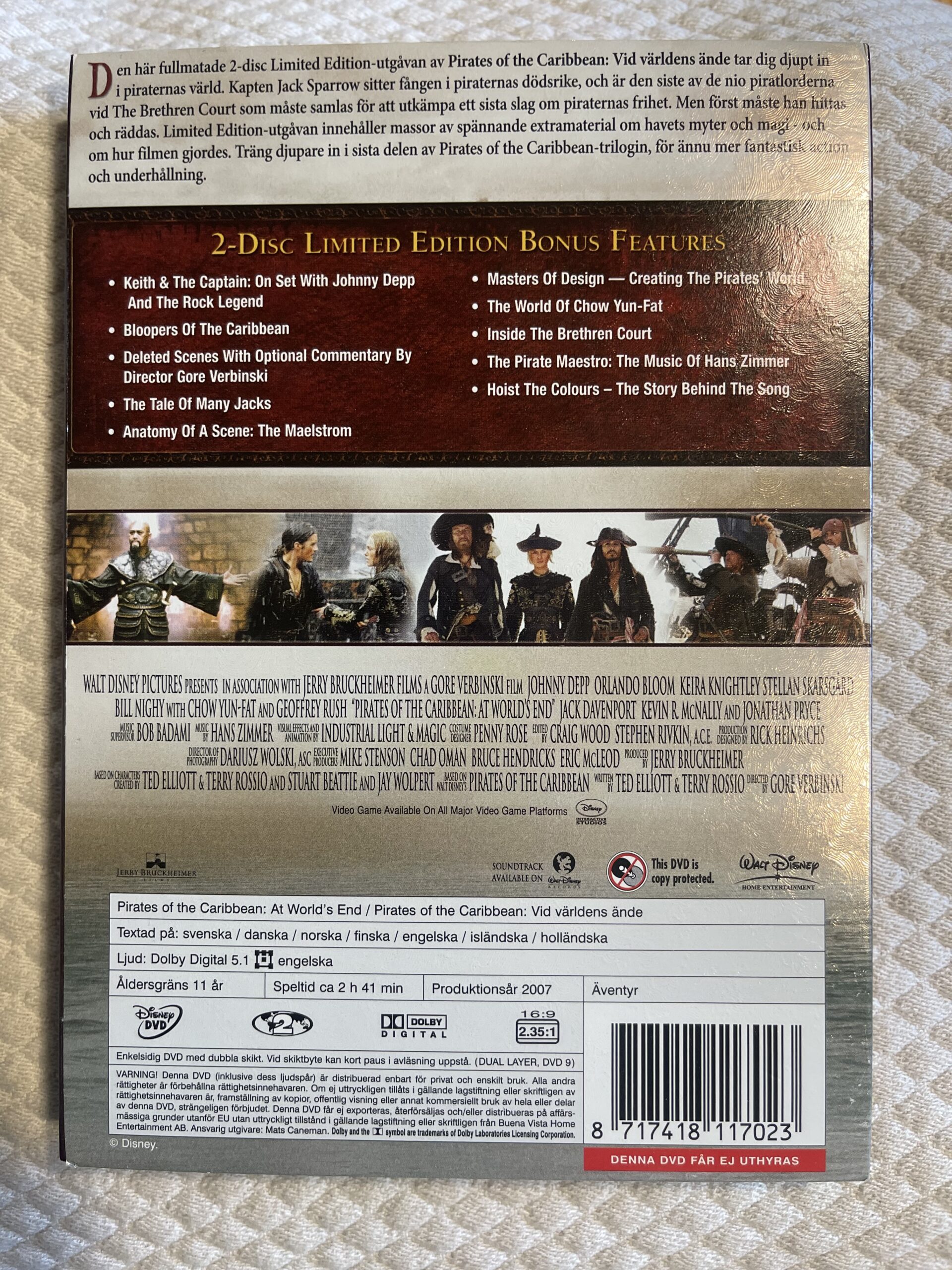 Pirates of the Caribbean: Vid Världens Ände (2007) Äventyr/Fantasy DVD Region 2 PAL 2-Disc Limited Edition - Bild 2