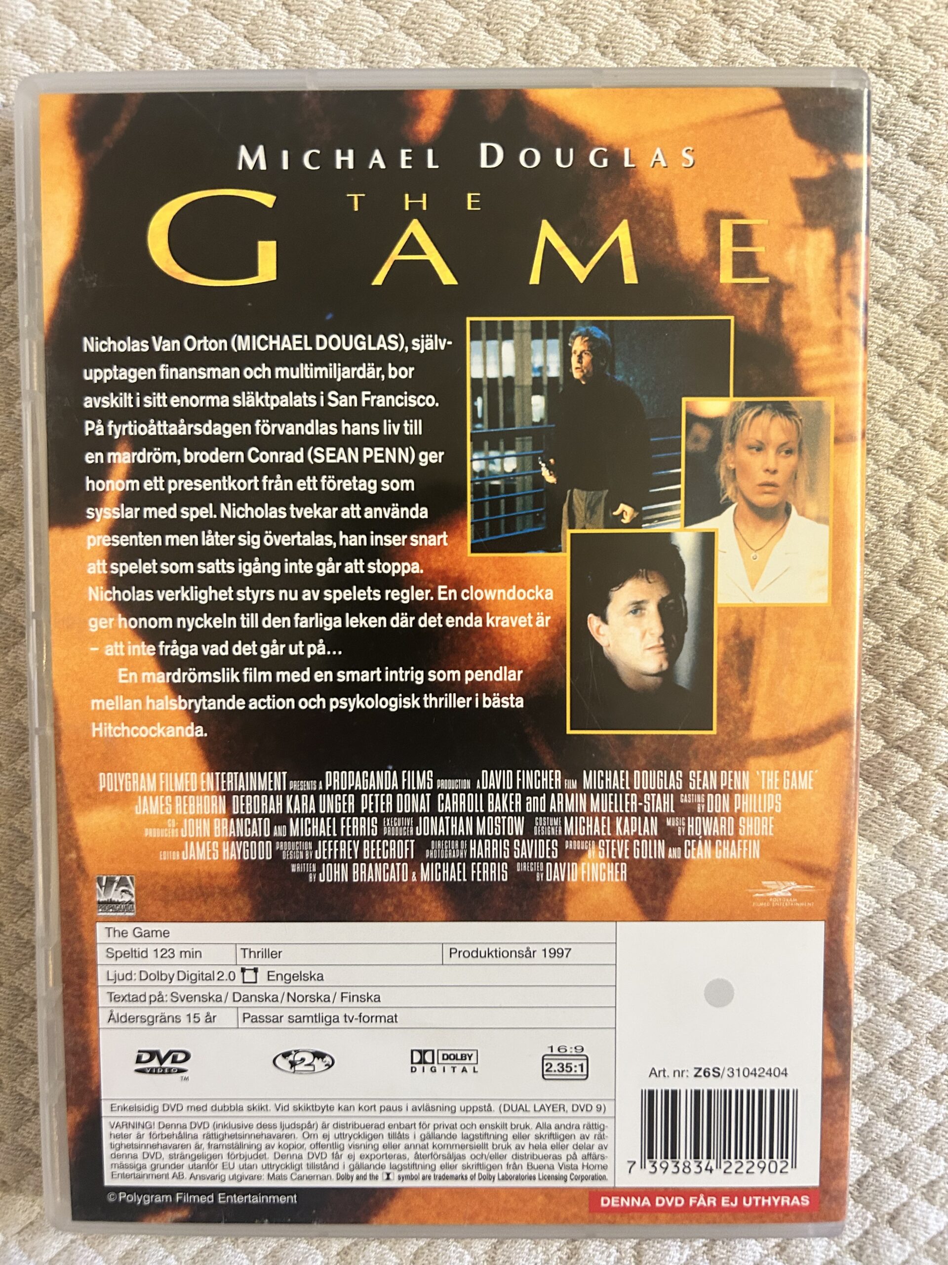 The Game (1997) Thriller DVD Region 2 PAL – Michael Douglas & Sean Penn | David Fincher - Bild 2