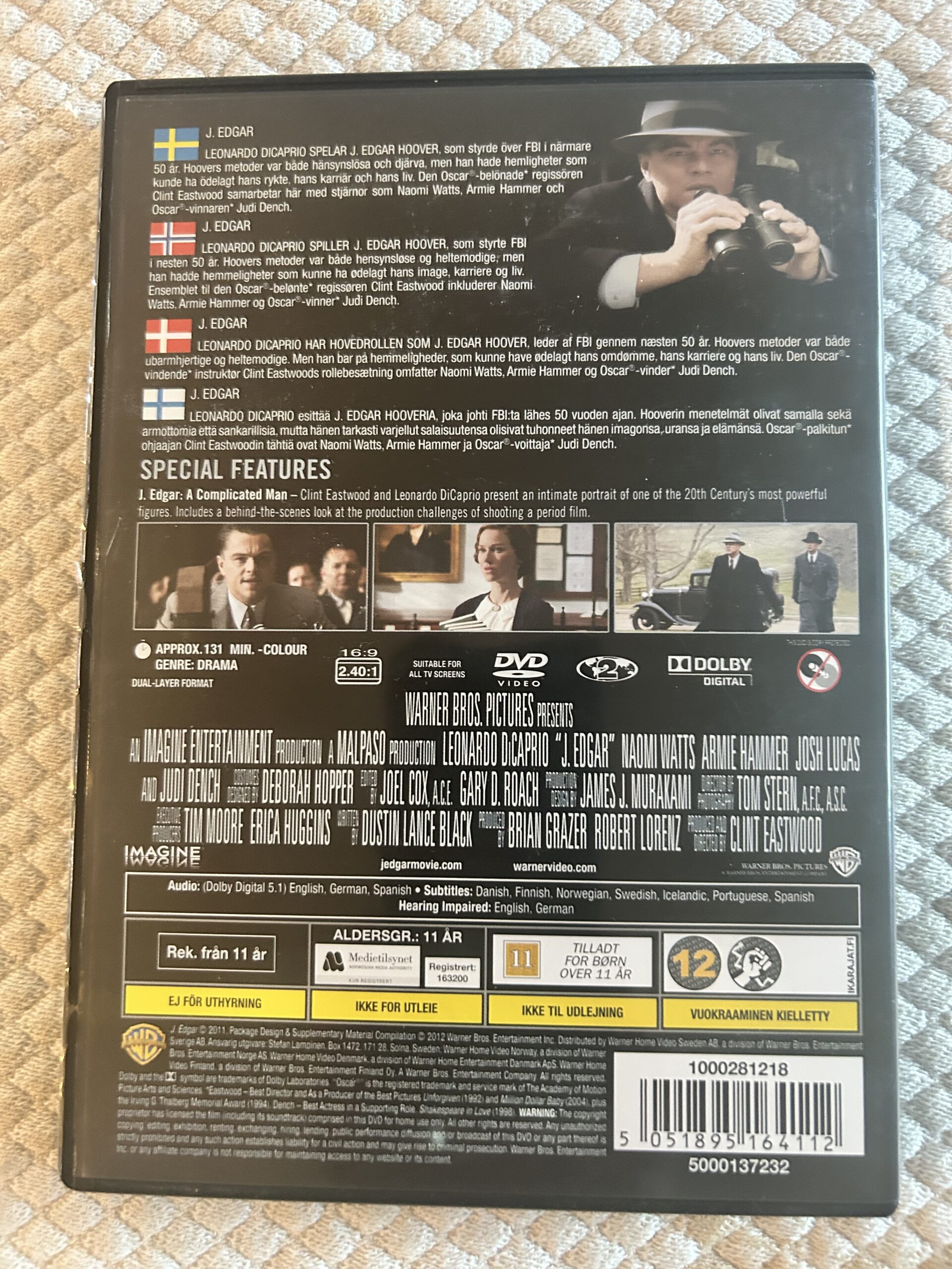J. Edgar (2011) Drama/Biografi – Region 2 PAL DVD - Bild 2