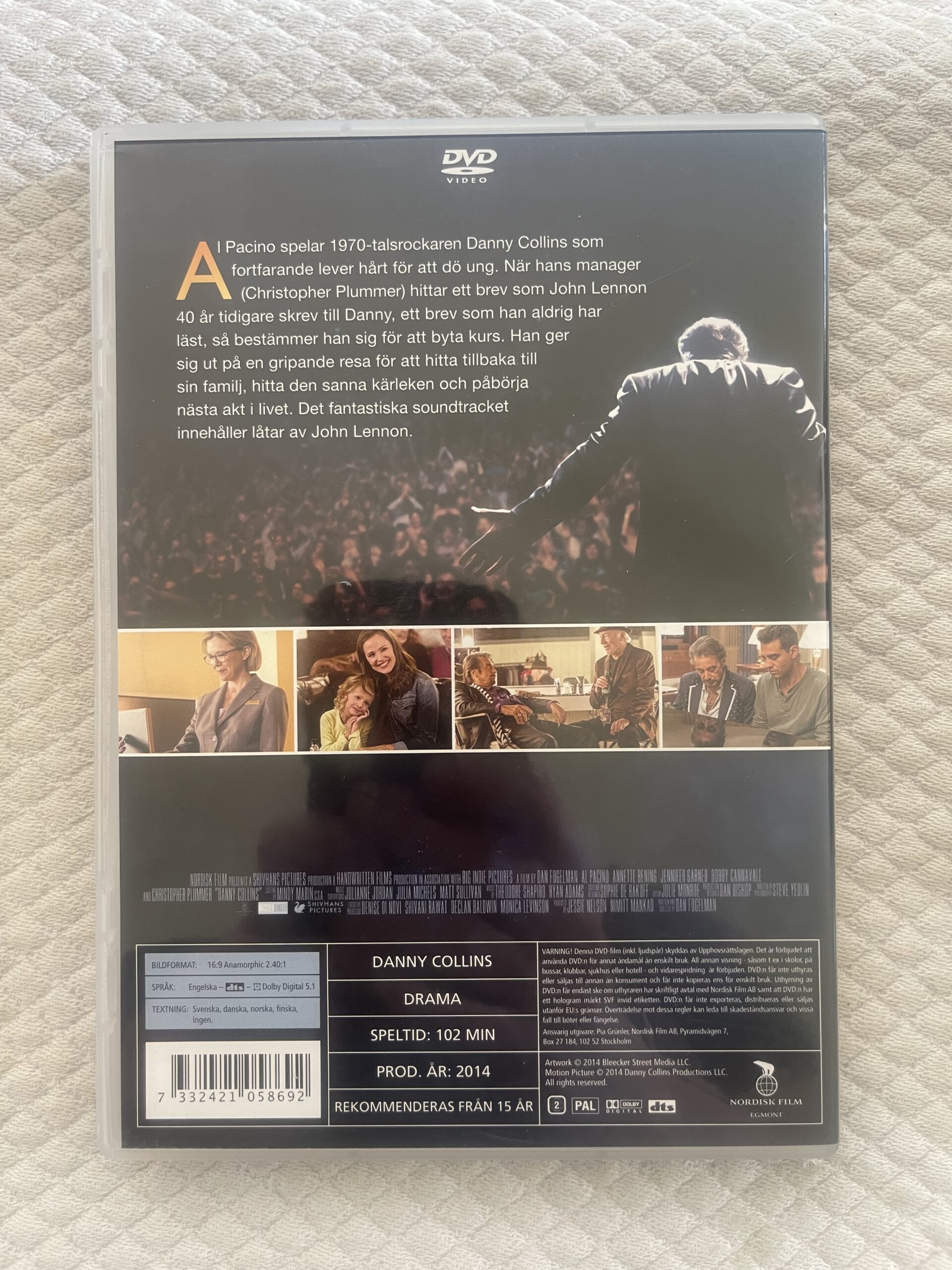 Danny Collins (2014) Drama/Komedi DVD Region 2 – Al Pacino | Svensk Utgåva - Bild 2